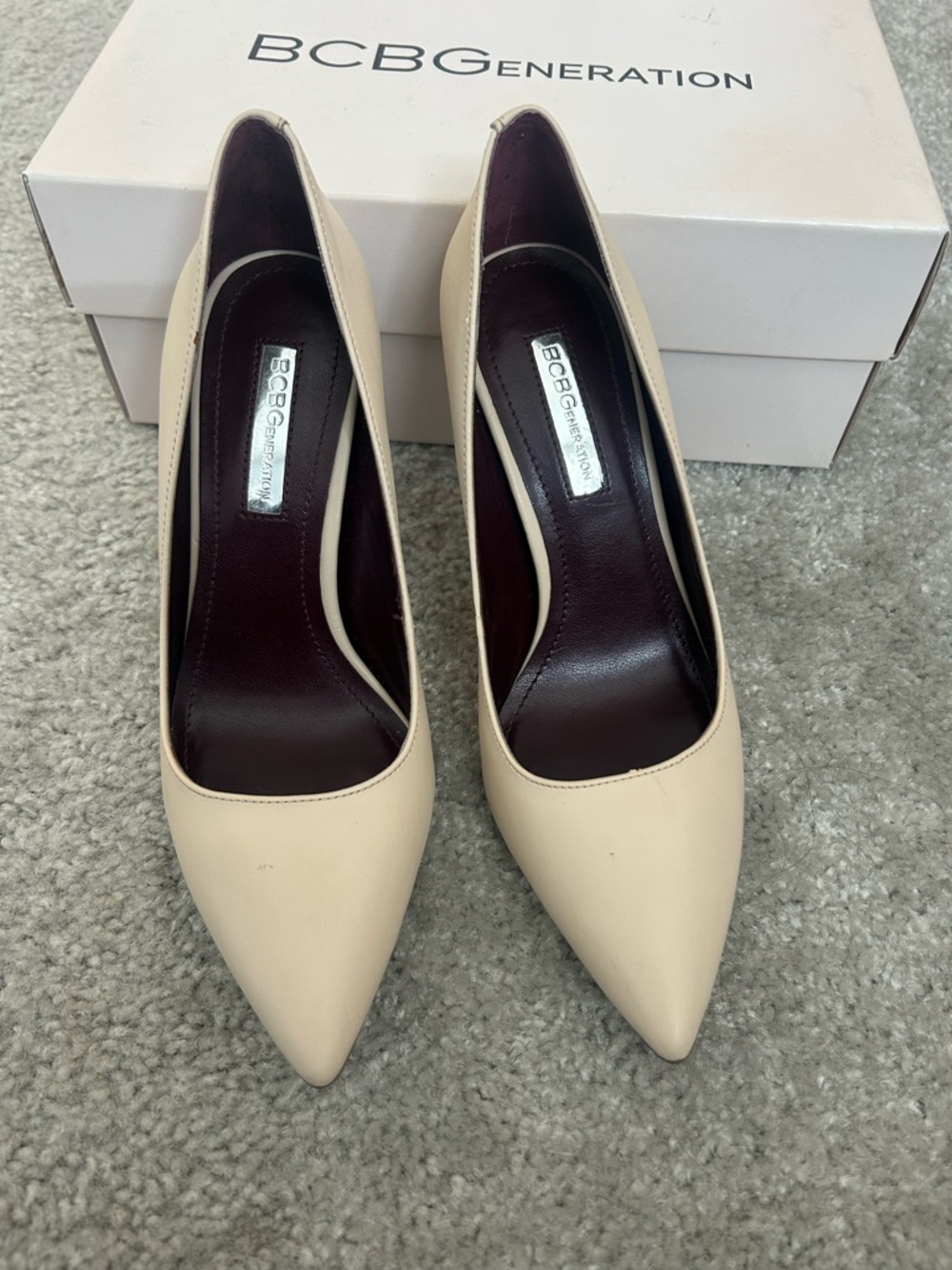 BCBGeneration Pointed Toe Pumps in Cream